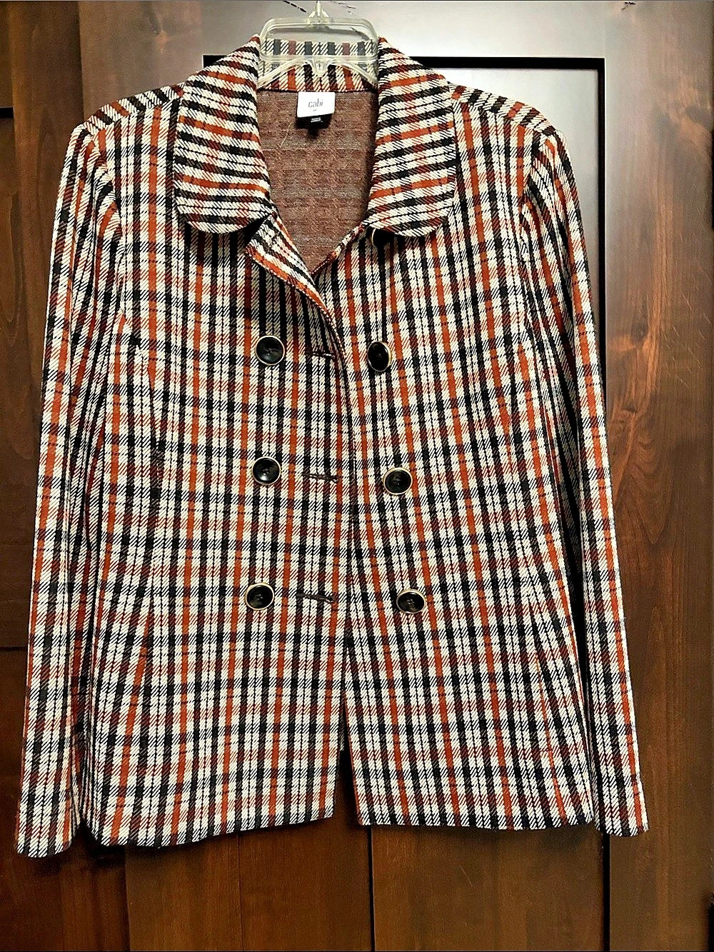 cabi Jacket Plaid Blazer Brown & Black Medium